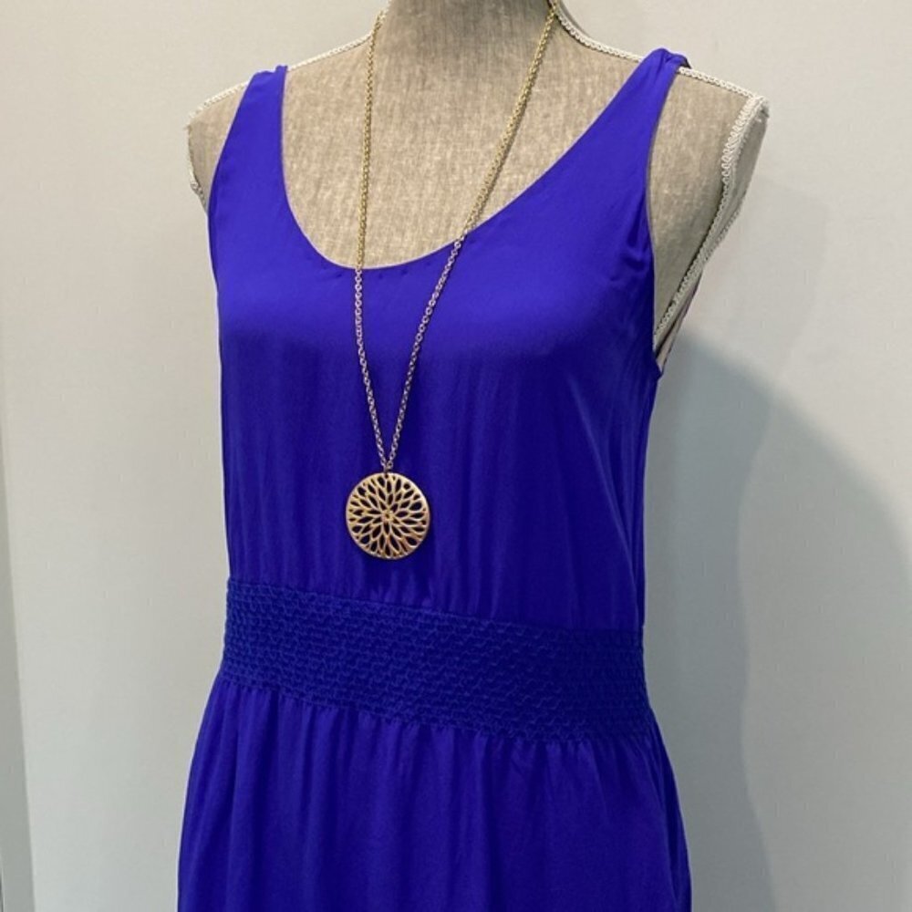 Aritzia Royal Blue Mini Silk Slip Dress - Picture 2 of 13
